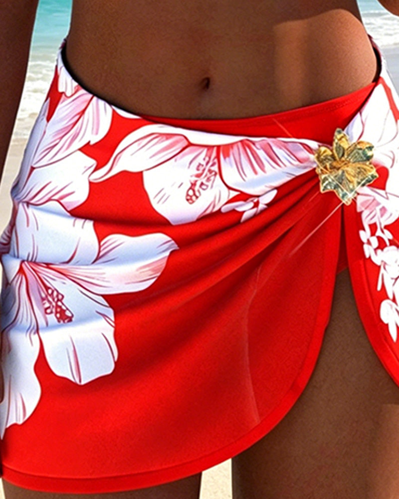 Hibiscus Flower Skirt-Style Bikini