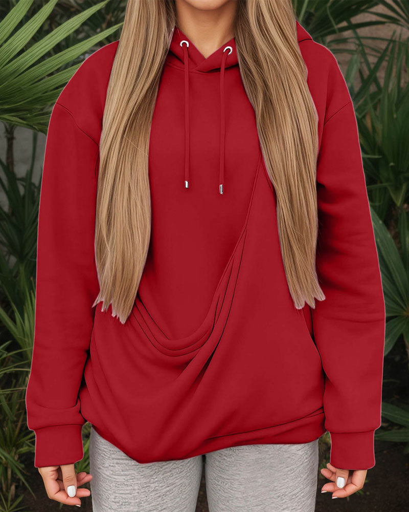 Large Pocket Solid Color Hoodie 2024 f/w hoodies & sweatshirts