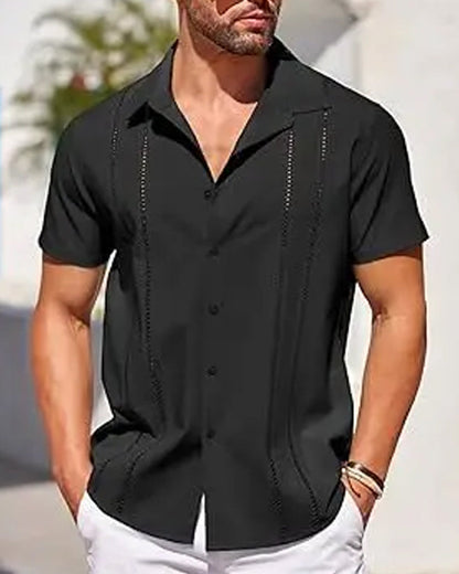 Men's Cuban Guayabera Shirt Short Sleeve Button Down Shirts