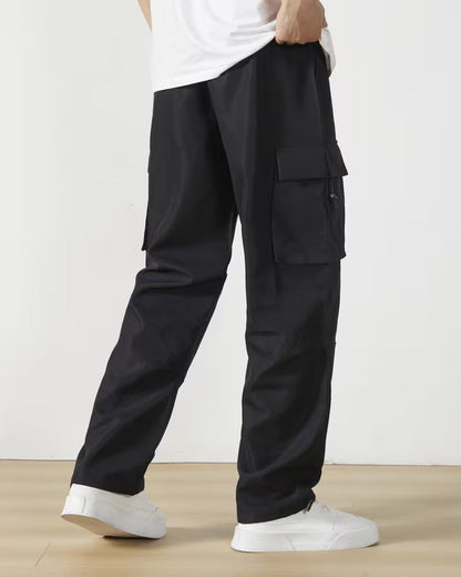 Casual Drawstring Solid Color Cargo Pants