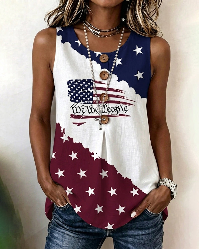Stars and Stripes Print Tank Tops
