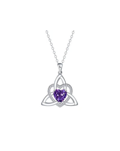 Birthstone Celtic Trinity Knot Heart Necklace✨ Heart Shape Celtic Trinity Knot Birthstone Pendant