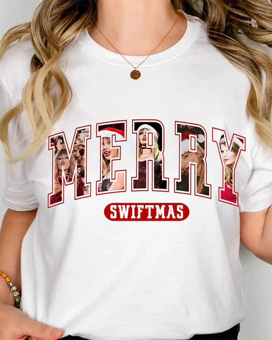 Women's Merry Swiftmas T shirt 2024 f/w christmas t-shirts women's christmas