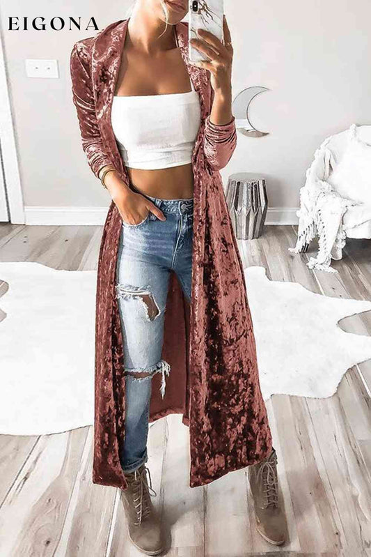 Open Front Long Sleeve Longline Cardigan Pale Blush clothes Ship From Overseas SYNZ