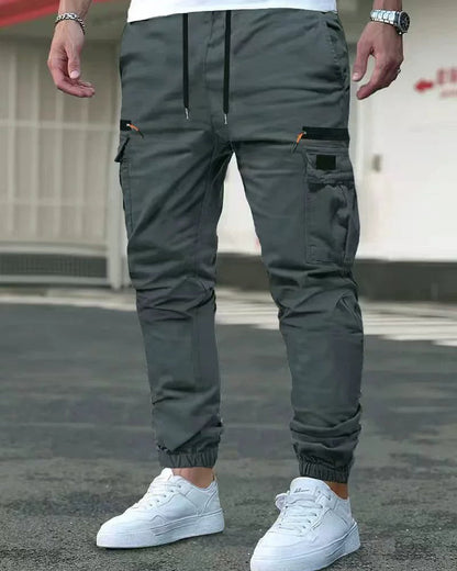 Men's Elastic Cuff Solid Color Relaxed Pant