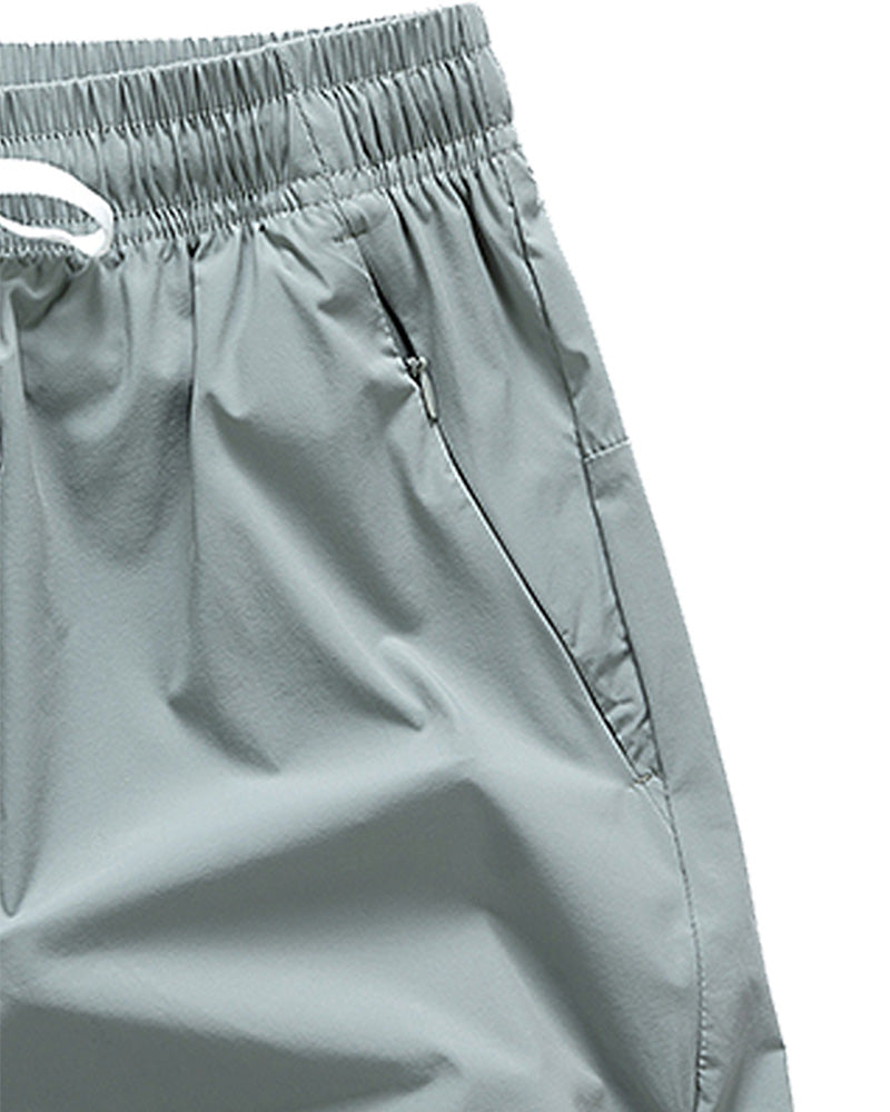 Men Elastic Waist Pocket Quick-Dry Ice Silk Sports Shorts