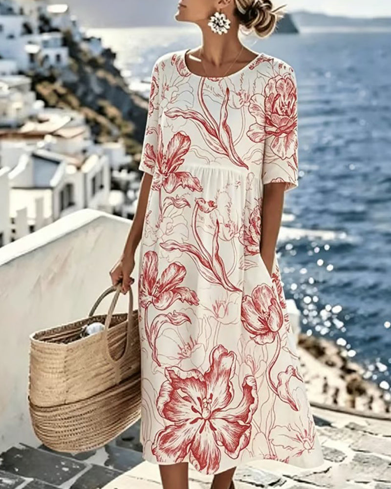 Half Sleeve Printed Dress