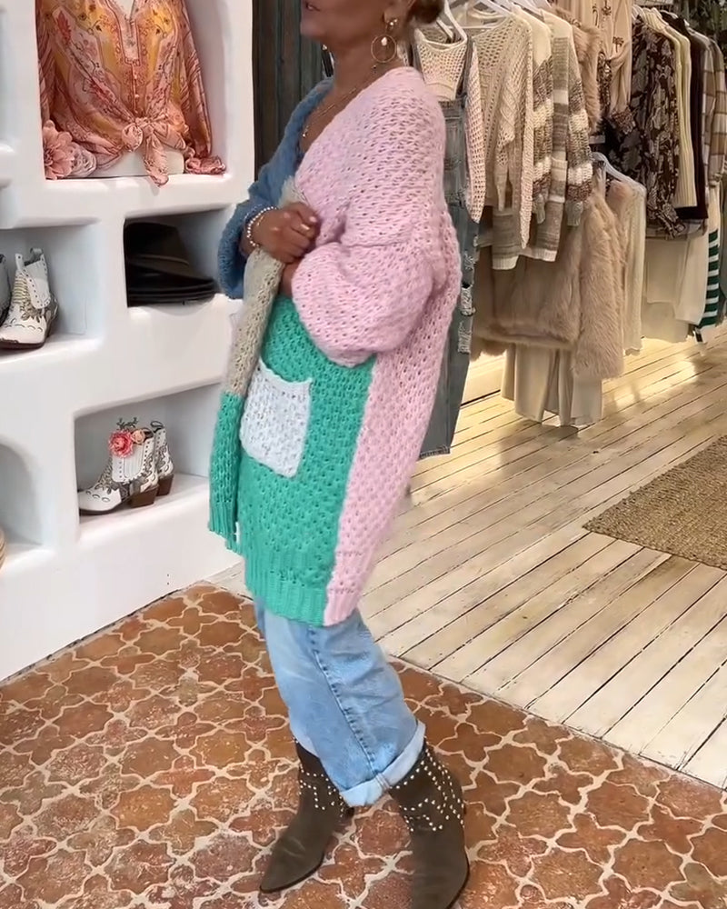 Mid-Length Colorful Cardigan