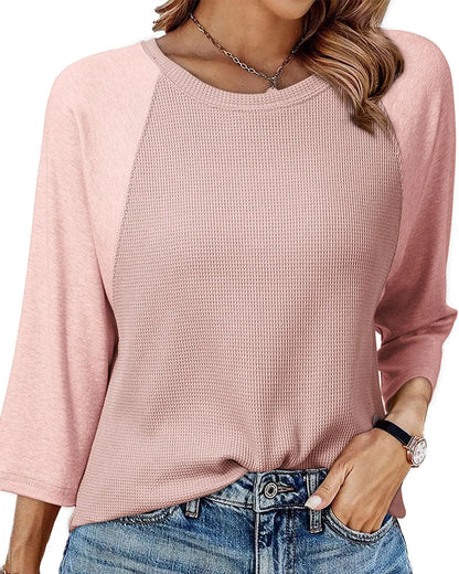 Solid Color Three-Quarter Sleeve T-Shirt