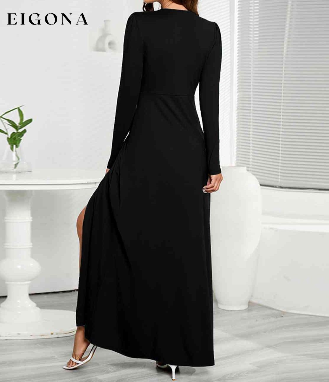 V-Neck Long Sleeve Split Dress CATHSNNA clothes dress dresses maxi dress Ship From Overseas Shipping Delay 09/29/2023 - 10/03/2023