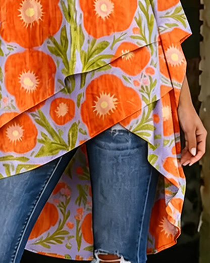 Printed Asymmetrical Off-The-Shoulder