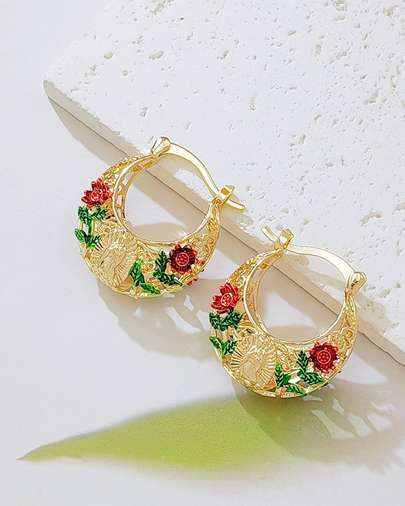 Vintage Flower Hoop Earrings