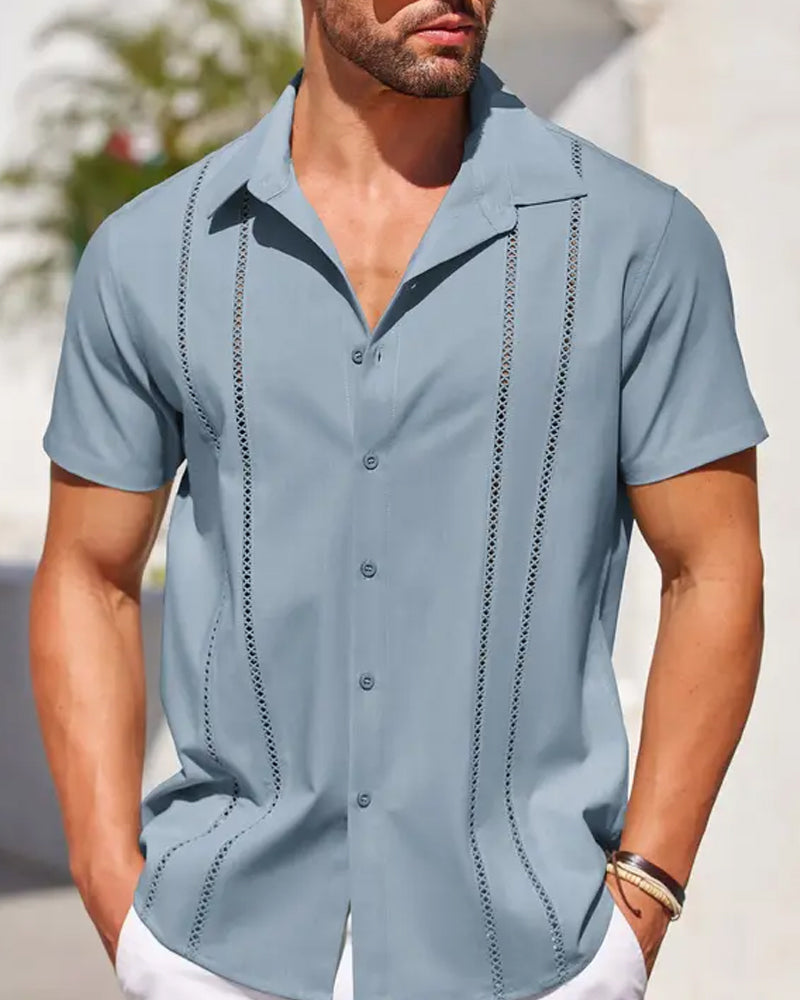 Men's Cuban Guayabera Shirt Short Sleeve Button Down Shirts