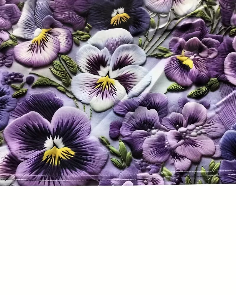 Square Neck Floral Pleated Maxi Dress