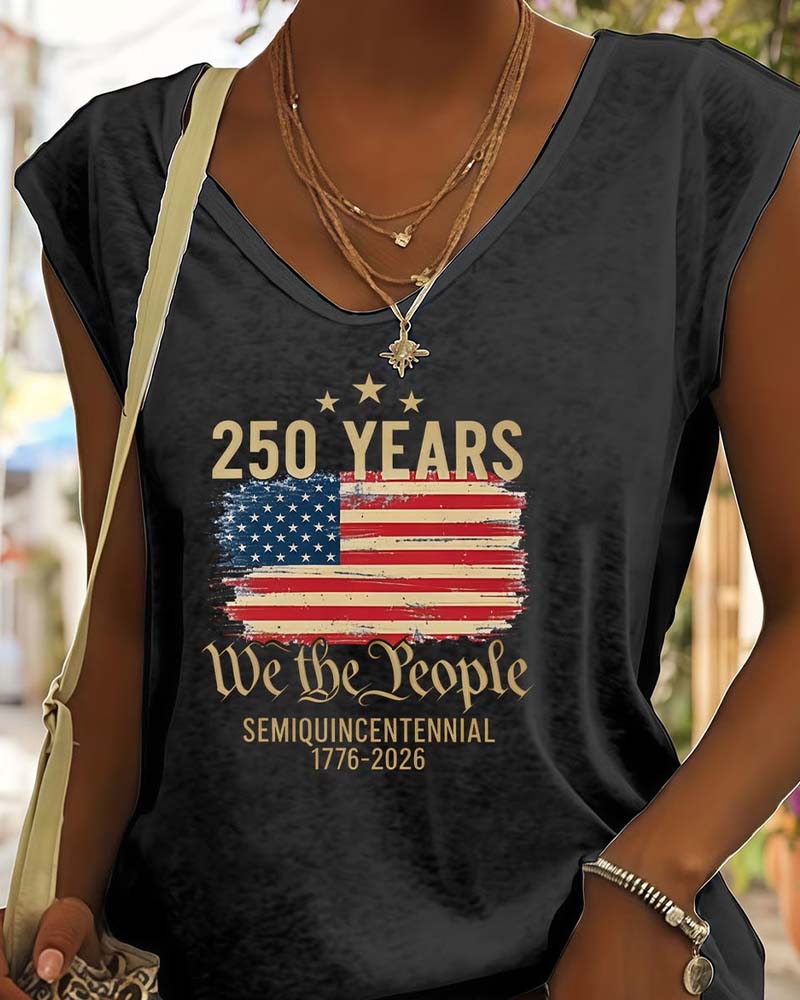 V-Neck Printed Sleeveless T-Shirt spring summer t-shirts