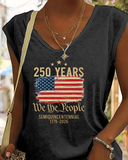 V-Neck Printed Sleeveless T-Shirt spring summer t-shirts