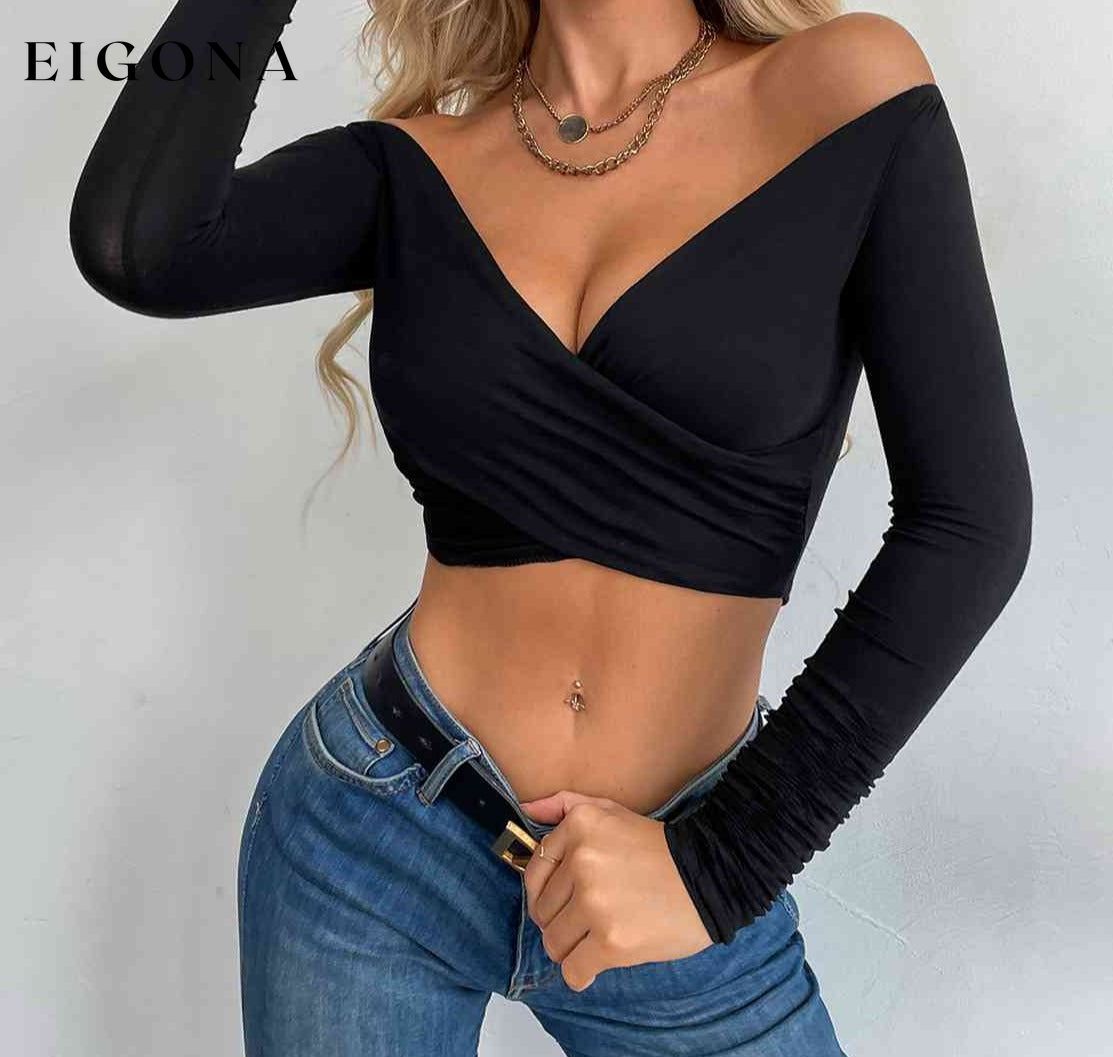 Crisscross Long Sleeve Cropped Top clothes crop top crop tops cropped top croptop long sleeve shirts long sleeve top Ship From Overseas Shipping Delay 09/29/2023 - 10/01/2023 shirt shirts top tops Y@X@N@H
