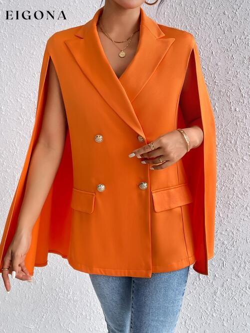 Button Up Cape Sleeve Blazer Red Orange blazer clothes Hanny Ship From Overseas