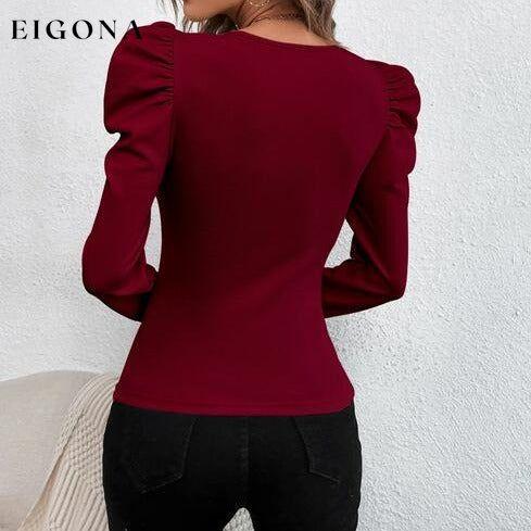 Square Neck Puff Long Sleeve Top clothes long sleeve top long sleeve tops Ship From Overseas top tops Y@Q@S