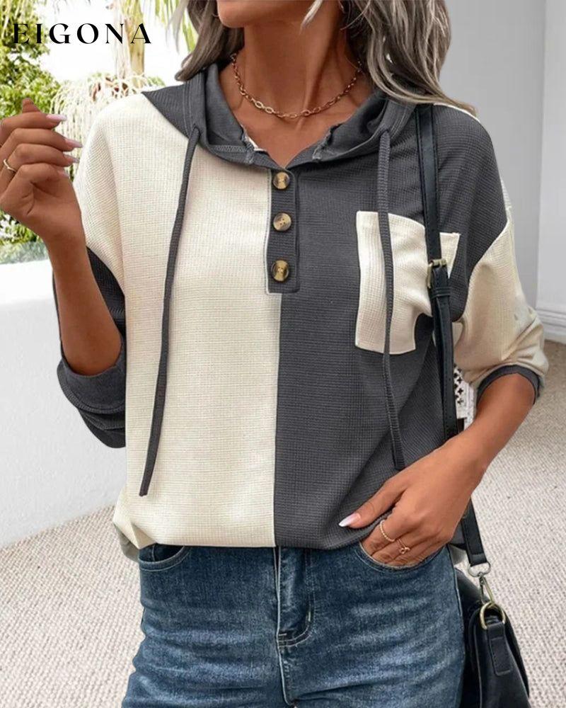 Color Block Casual Hoodie 2023 f/w 23BF cardigans Clothes discount hoodies & sweatshirts spring Tops/Blouses