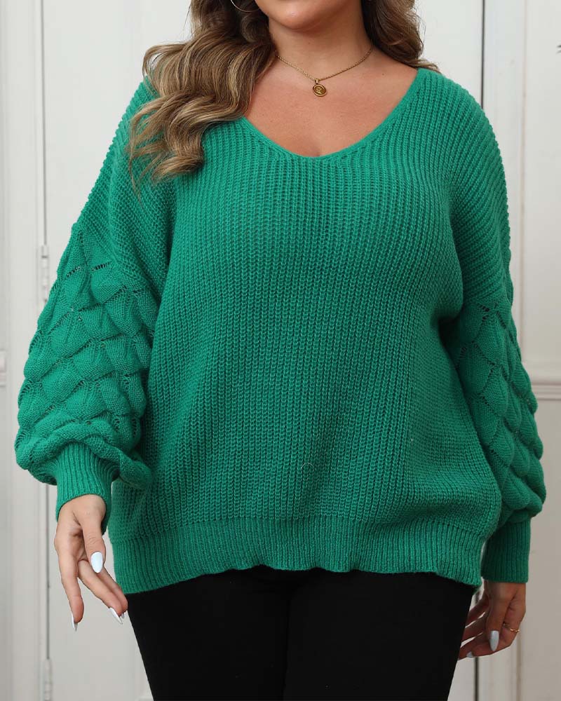 Puff Sleeve V-Neck Knit Pullover 2024 f/w pullovers