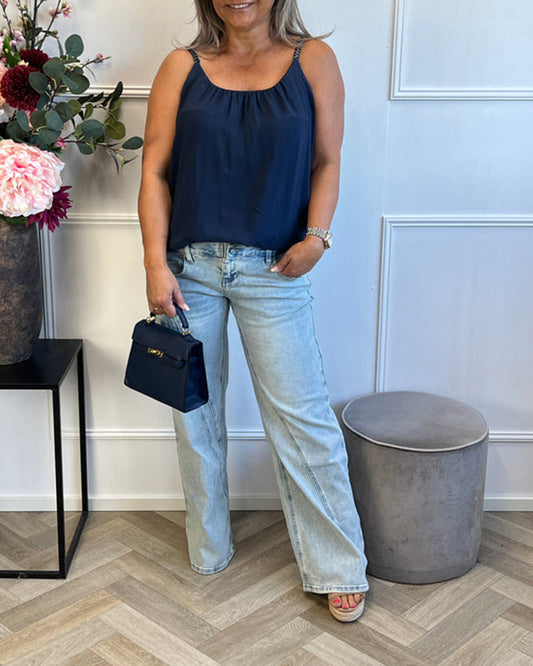 Drapiertes Cami-Top mit geflochtenen Trägern