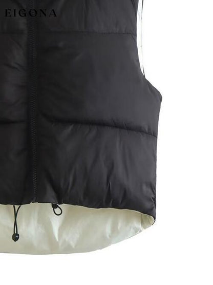 Zip Up Drawstring Reversible Vest clothes K&BZ Ship From Overseas