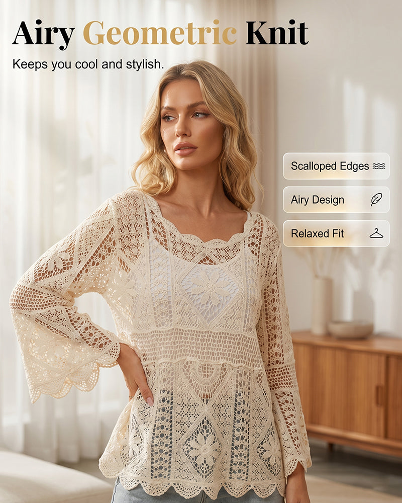Women's Vintage Crochet Hollow Out Cover Up Top