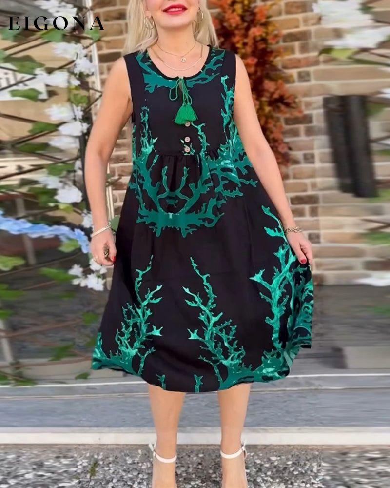 Contrast print sleeveless lace-up dress casual dresses summer