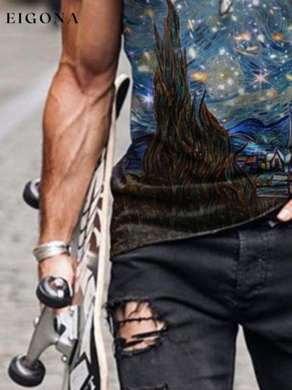 Classic Painting Space Full Color Cosmic Print Men's T-Shirt starry