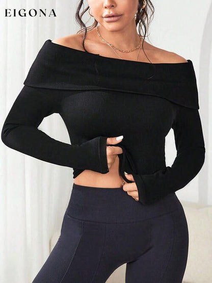 Off-Shoulder Long Sleeve Knit Top clothes Q&S Ship From Overseas