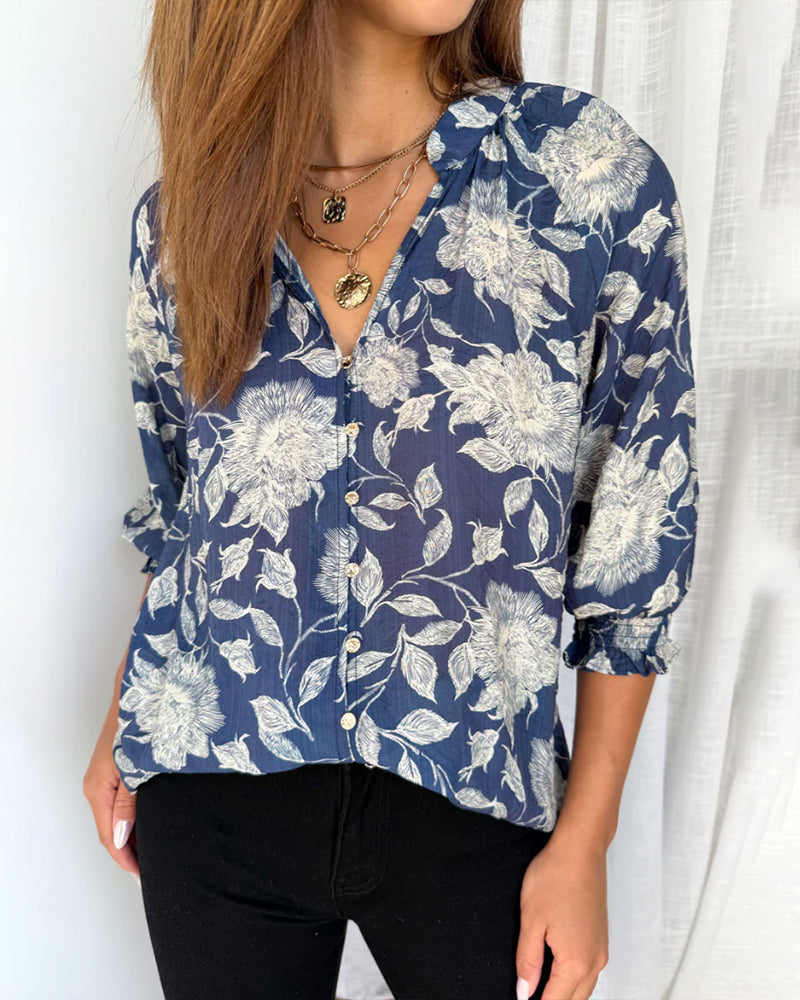 Stylish Botanical Print Shirt