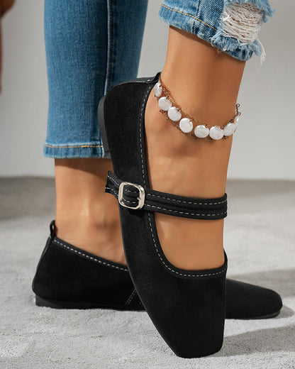 Women's Vintage Classy Elegant Square Toe Classic Mary Jane Shoes