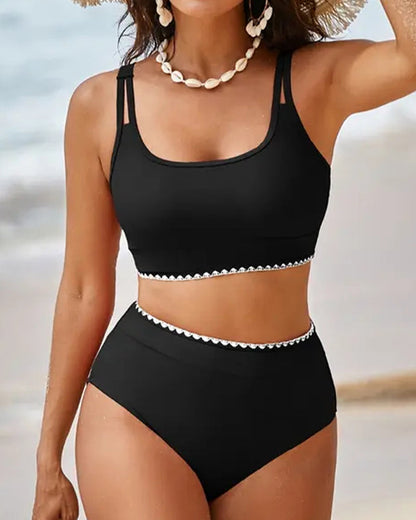 High-Waist Color-Block Bikini