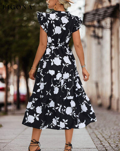 Floral print dress with ruffled sleeves 23BF Casual Dresses Clothes Dresses Spring Summer