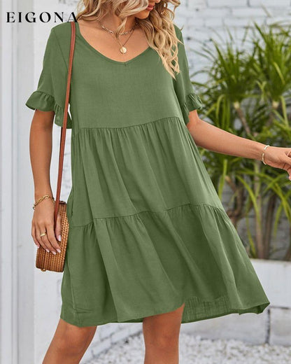 V-neck Dress with Ruffle Sleeves 23BF Casual Dresses Clothes Dresses Summer