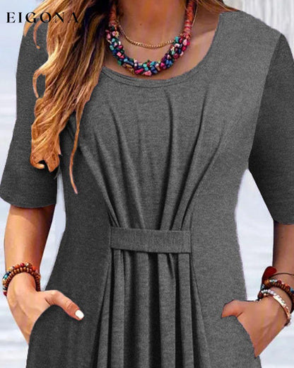 Round neck half sleeve dress 23BF Casual Dresses Clothes Dresses Spring Summer
