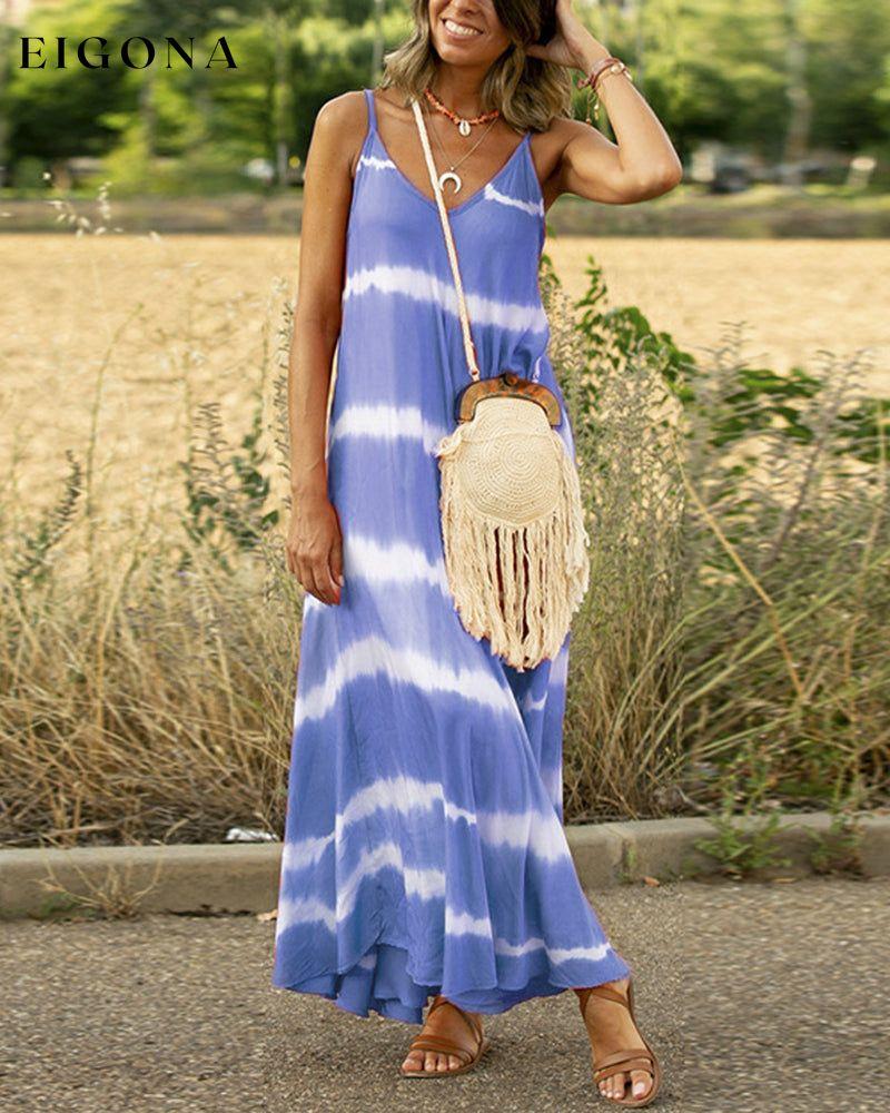 Striped print slip dress Blue 23BF Casual Dresses Clothes Dresses Spring Summer