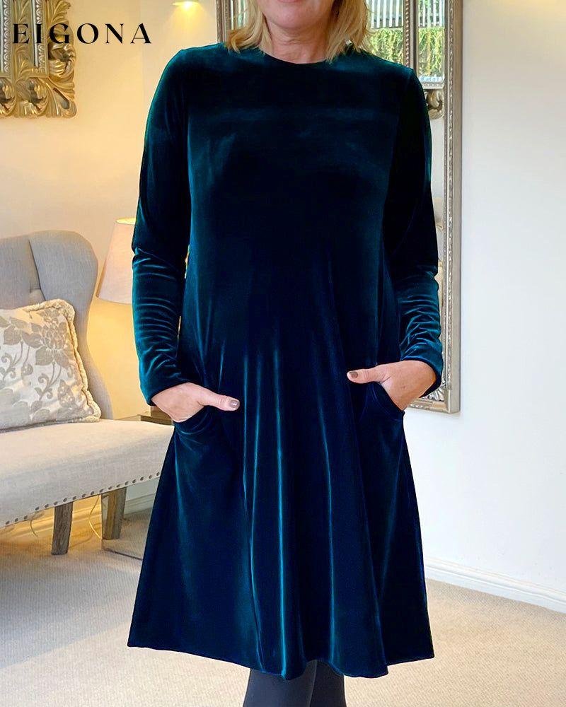 Pocket Velvet Round Neck Dress 2023 f/w 23BF casual dresses Clothes Dresses