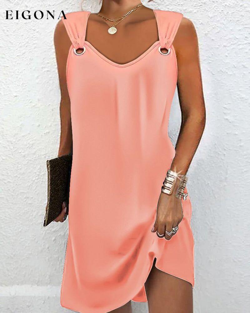 Solid Color Sleeveless Tank Dress Pink 23BF Casual Dresses Clothes Dresses Spring Summer
