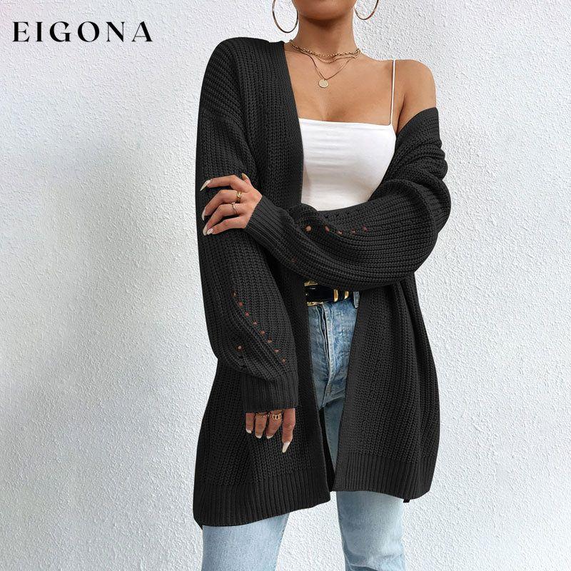 Casual Solid Colour Knitted Cardigan Black best Best Sellings cardigan cardigans clothes Sale tops Topseller