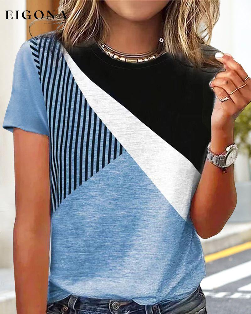 Color block striped T-shirt 23BF clothes Short Sleeve Tops Spring Summer T-shirts Tops/Blouses