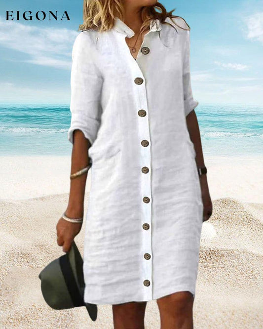 Solid color button dress White 23BF Casual Dresses Clothes Dresses Summer