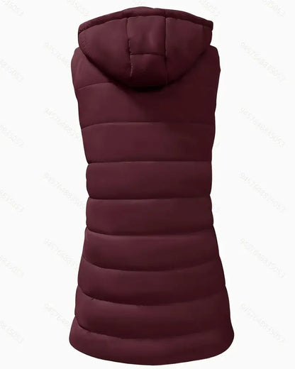 Hooded Mid-Length Vest Coat