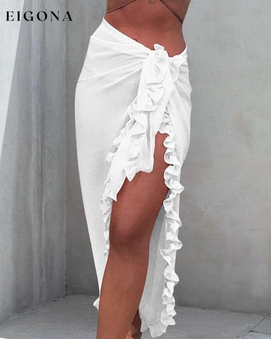 Solid Color Ruffle Cover Up White 23BF Clothes Cover-Ups discount Swimwear