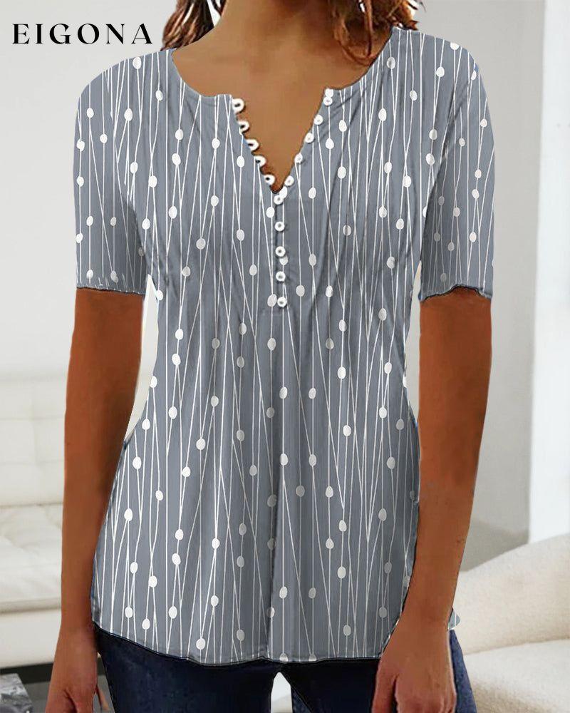 V-neck polka dot T-shirt clothes SALE Short Sleeve Tops Spring Summer T-shirts Tops/Blouses
