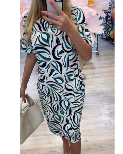 Round Neck Floral Straight Dress