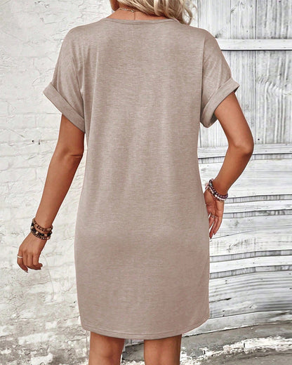 Versatile Buckled V-Neck Dress