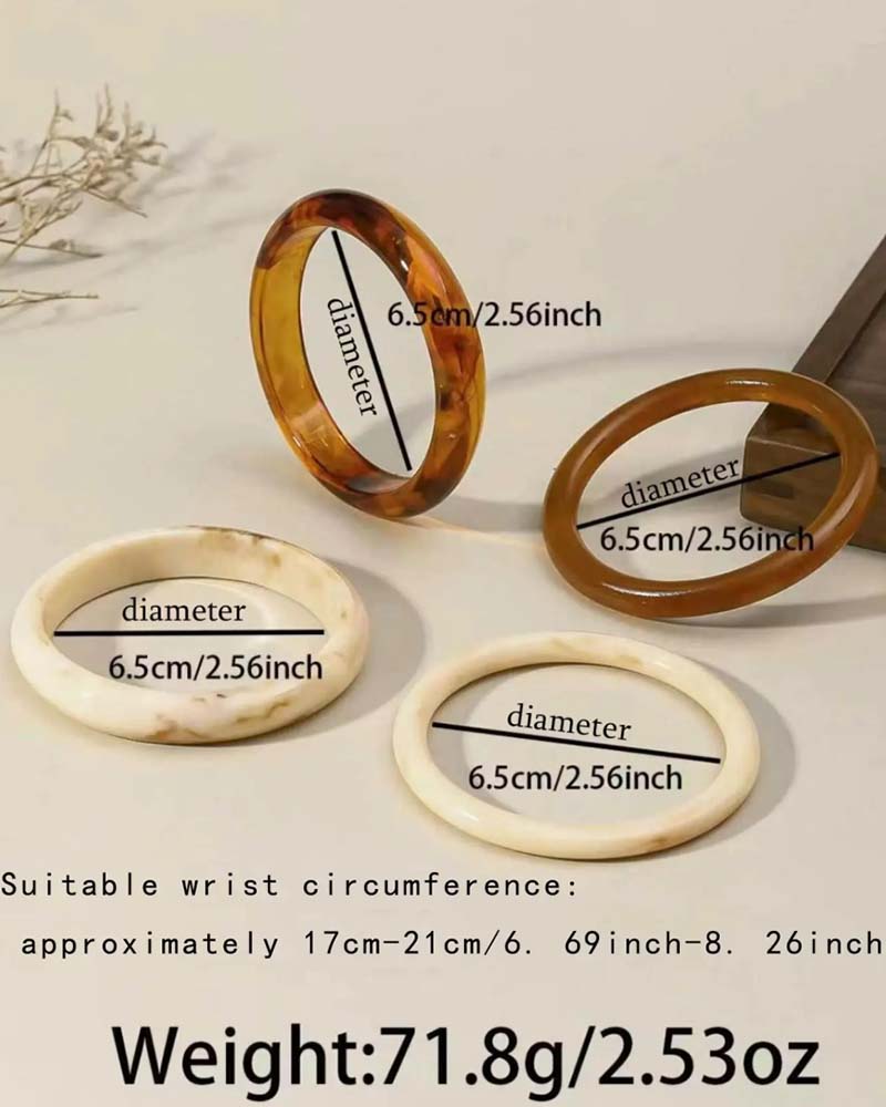 Vintage Resin Amber Acrylic Bangles Set