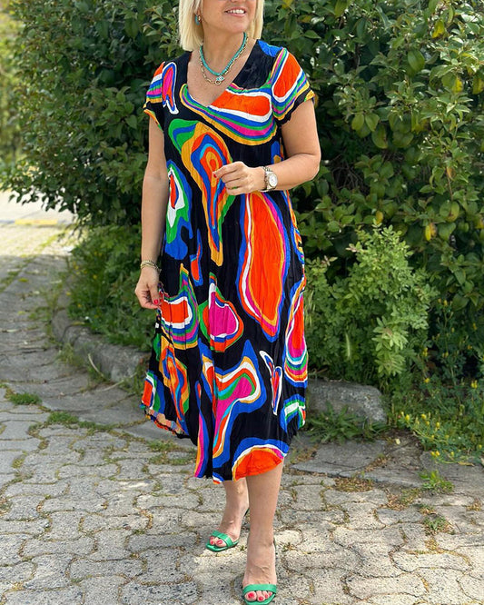Colorful printed casual dress casual dresses summer